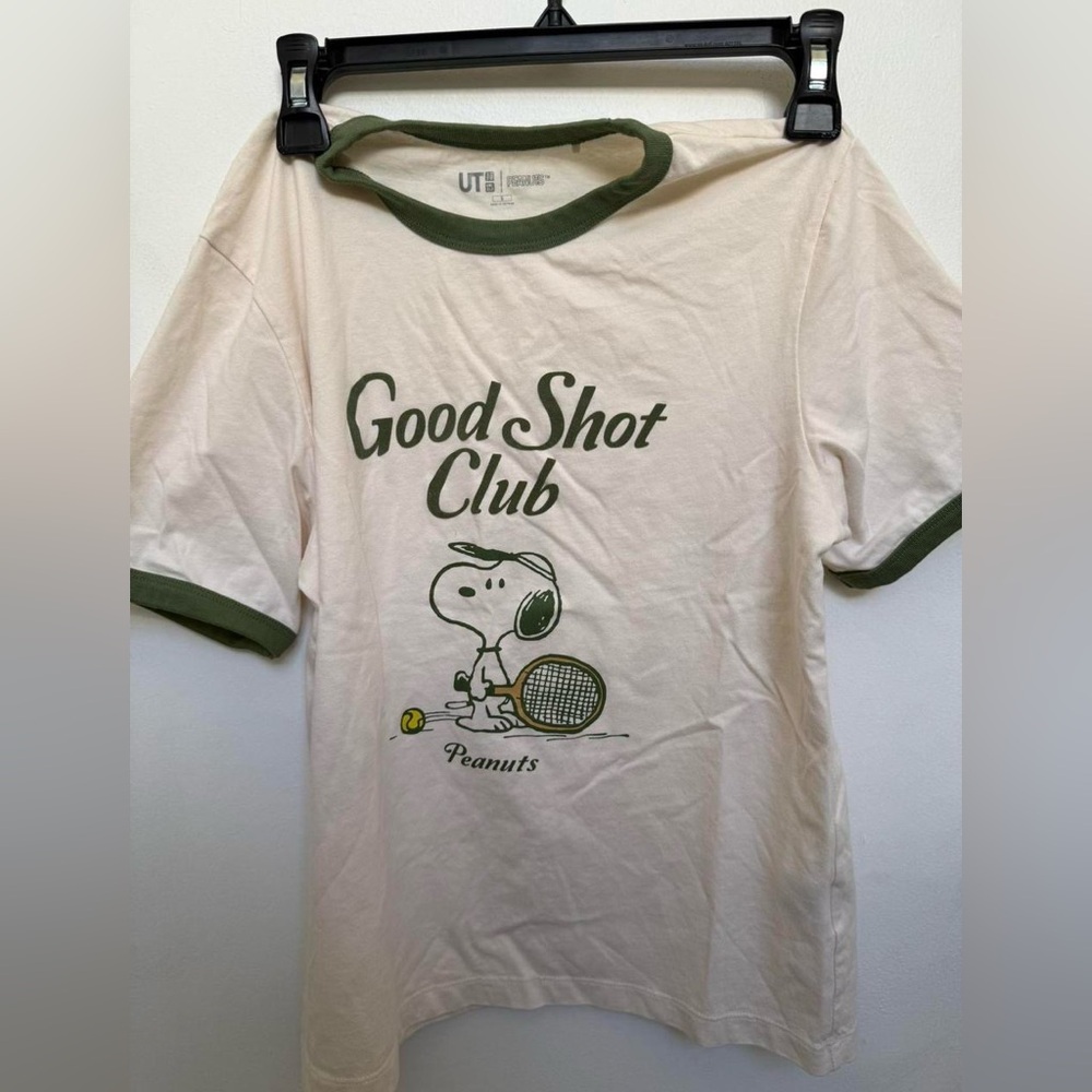 Uniqlo Kids Snoopy T-Shirt - Cream and Green